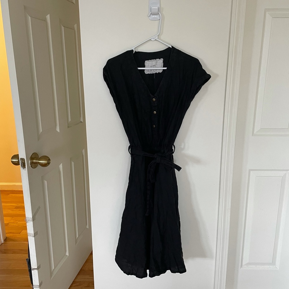 Not Perfect Linen Black Dress, S/M